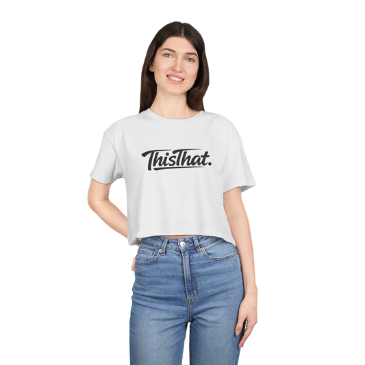 ThisThat. Cropped Tee - Off-White/Black