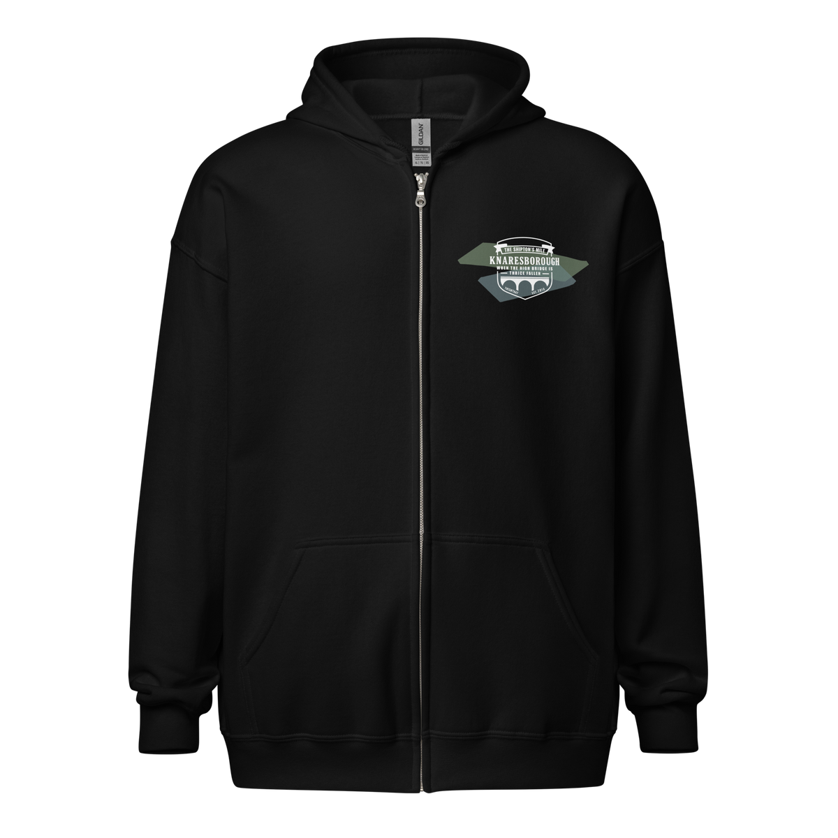 The Shipton's Mile. Zipped Hoodie - Black