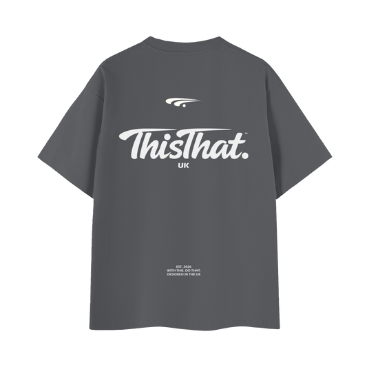 Signature Heavyweight Tee — Back Logo Print — Dark Grey