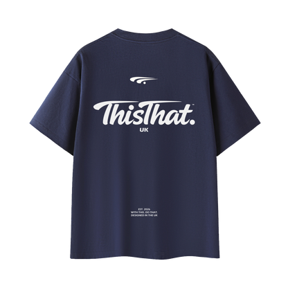 Signature Heavyweight Tee — Back Logo Print — Navy