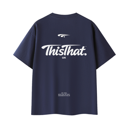 Signature Heavyweight Tee — Back Logo Print — Navy