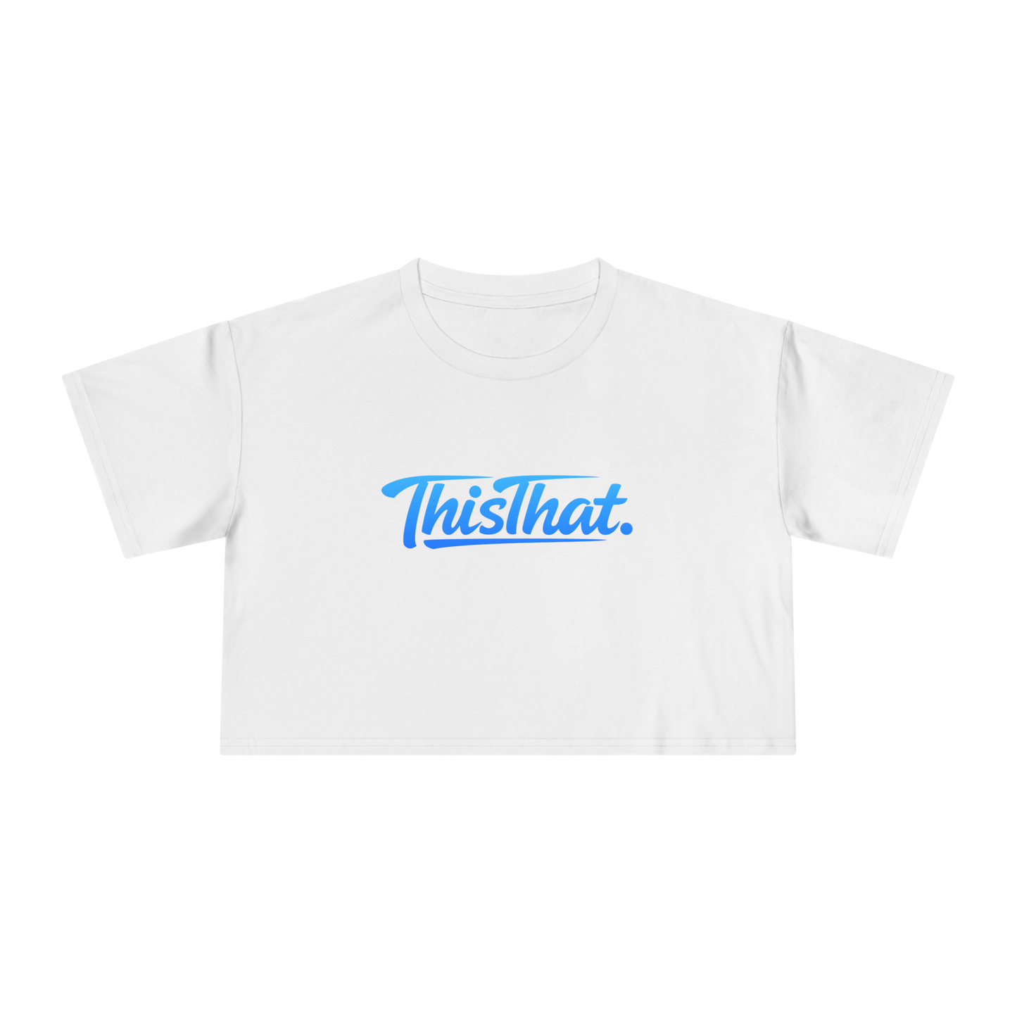 ThisThat. Cropped Tee - Off-White/Blue