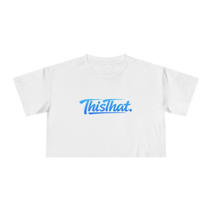 ThisThat. Cropped Tee - Off-White/Blue