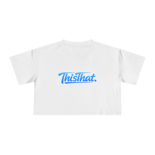 ThisThat. Cropped Tee - Off-White/Blue