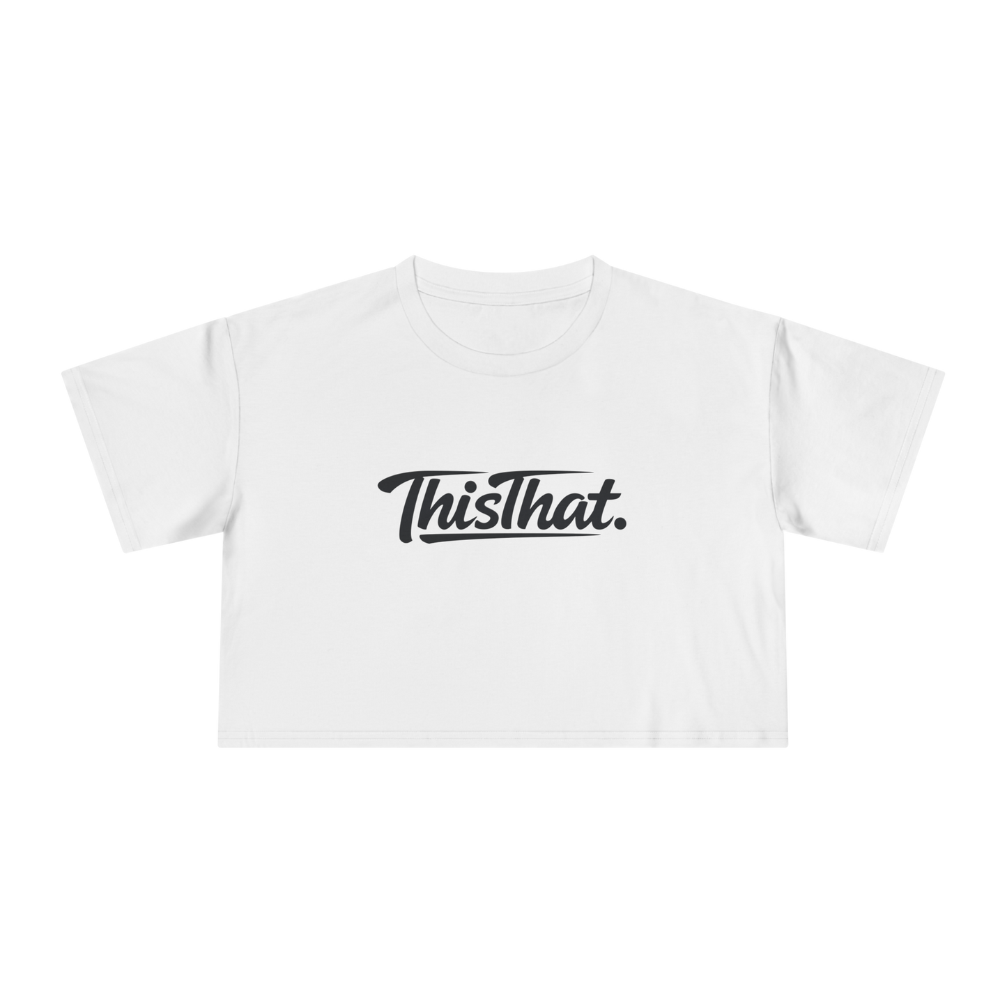 ThisThat. Cropped Tee - Off-White/Black