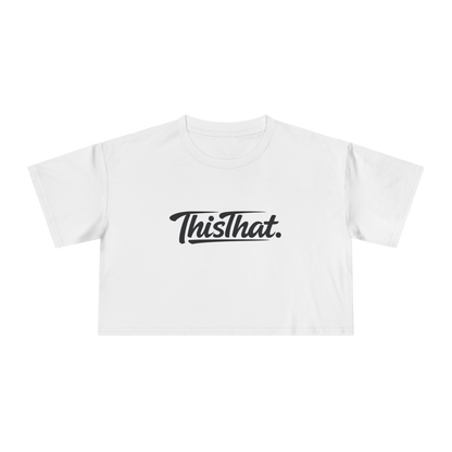 ThisThat. Cropped Tee - Off-White/Black